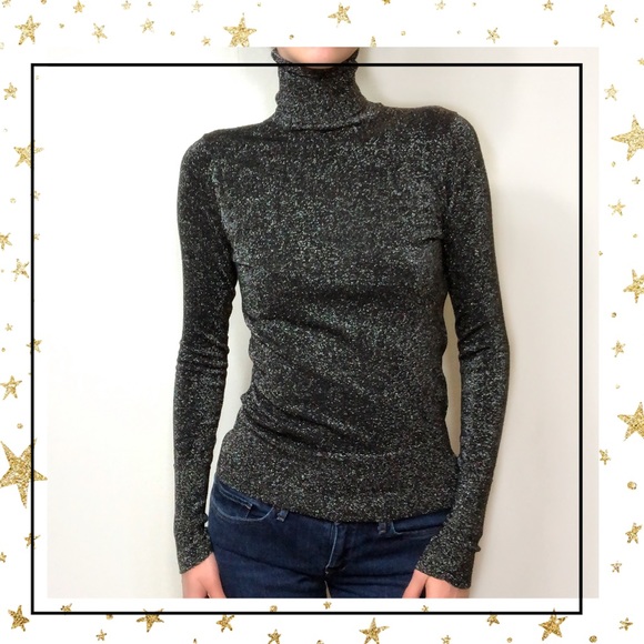 Zara Sweaters - Zara Knit Lg silver shiny turtleneck sweater (D3)